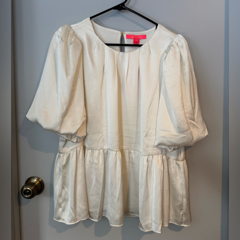 Lilly Pulitzer Cream Peplum Blouse